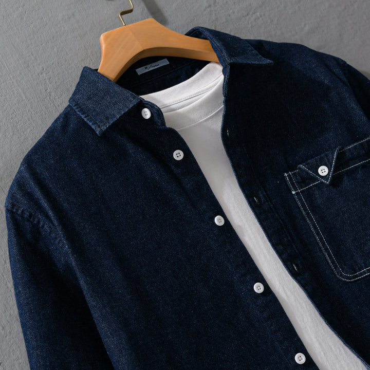 Herren Denim-Overshirt im Hemdjacken-Stil mit aufgesetzter Brusttasche und Relaxed-Fit Echoarchiv