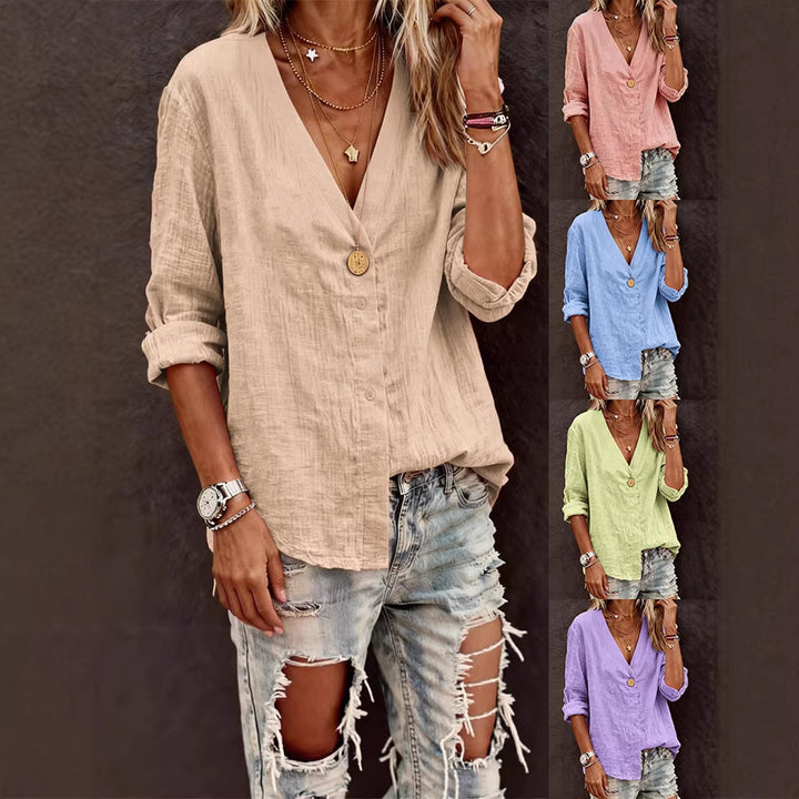 Damen Leichte V-Ausschnitt Bluse aus atmungsaktivem Material Echo Archiv