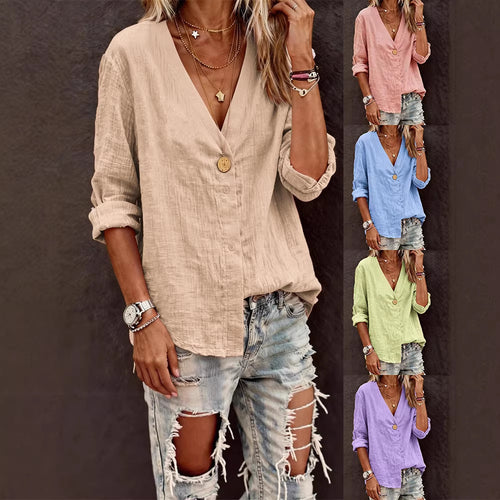 Damen Leichte V-Ausschnitt Bluse aus atmungsaktivem Material Echo Archiv