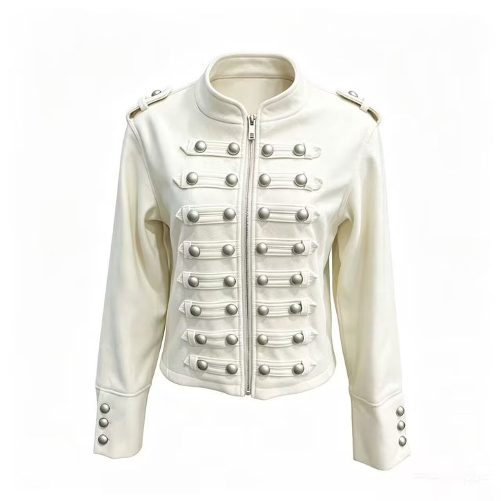 Damen Kurzjacke im Military‑Stil mit Stehkragen, Zierknopfleiste und Schulterklappen Echo Archiv