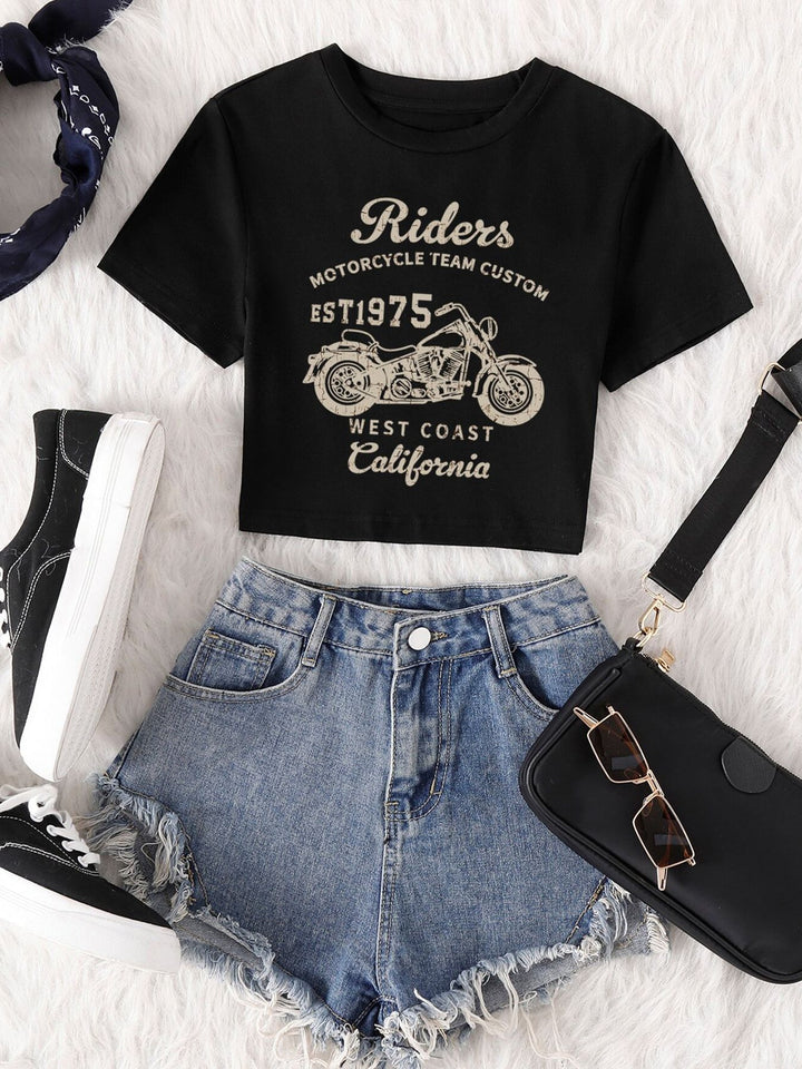 Damen Crop-Top mit auffälligem Schriftzug Echo Archiv
