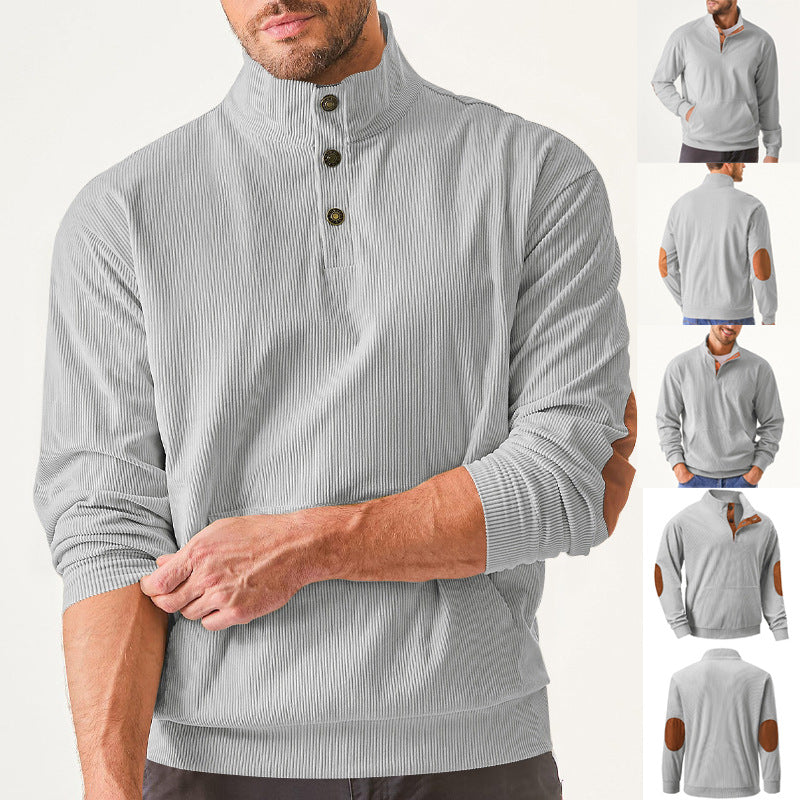 Herren hochfunktioneller Sweatpullover mit Stehkragen und praktischer Kängurutasche Echoarchiv