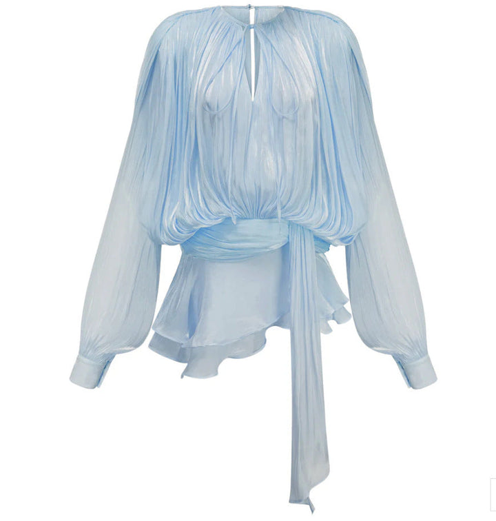 Damen Chiffon Mini Kleid mit eleganten Rüschendetails und verführerischem Wickeldesign Echo Archiv