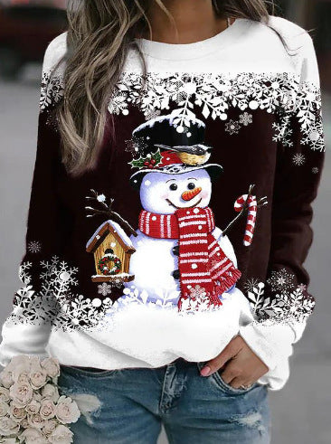 Damen nan weihnachtliches Sweatshirt mit Schneemann-Motiv und Rundhalsausschnitt Echo Archiv