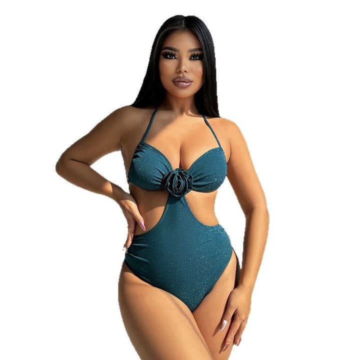 Damen Einteiliger Cut-Out Badeanzug mit floralem Design und glamourösen Akzenten Echo Archiv