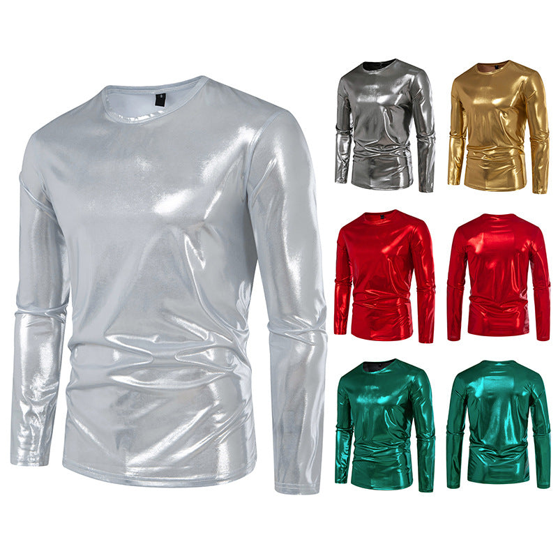Herren Langarmshirt aus glattem, reflektierendem Material Echoarchiv