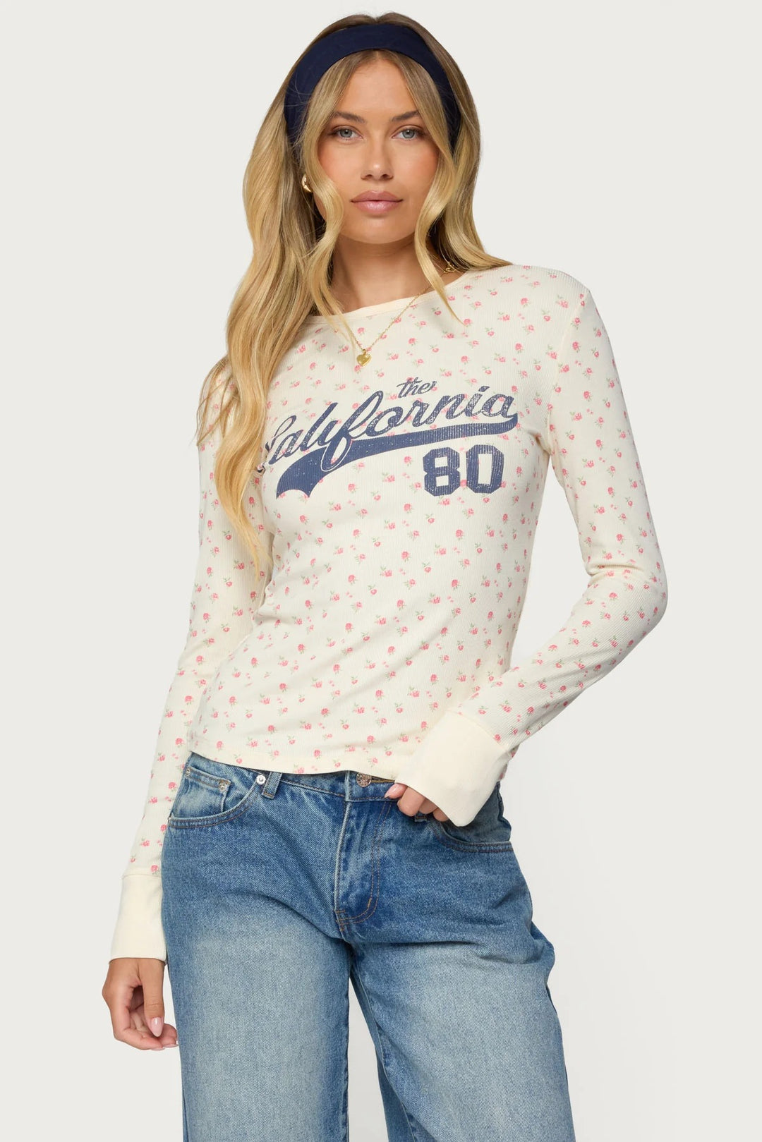 Damen Langarmshirt mit floralem Muster und sportlichem Print Echo Archiv