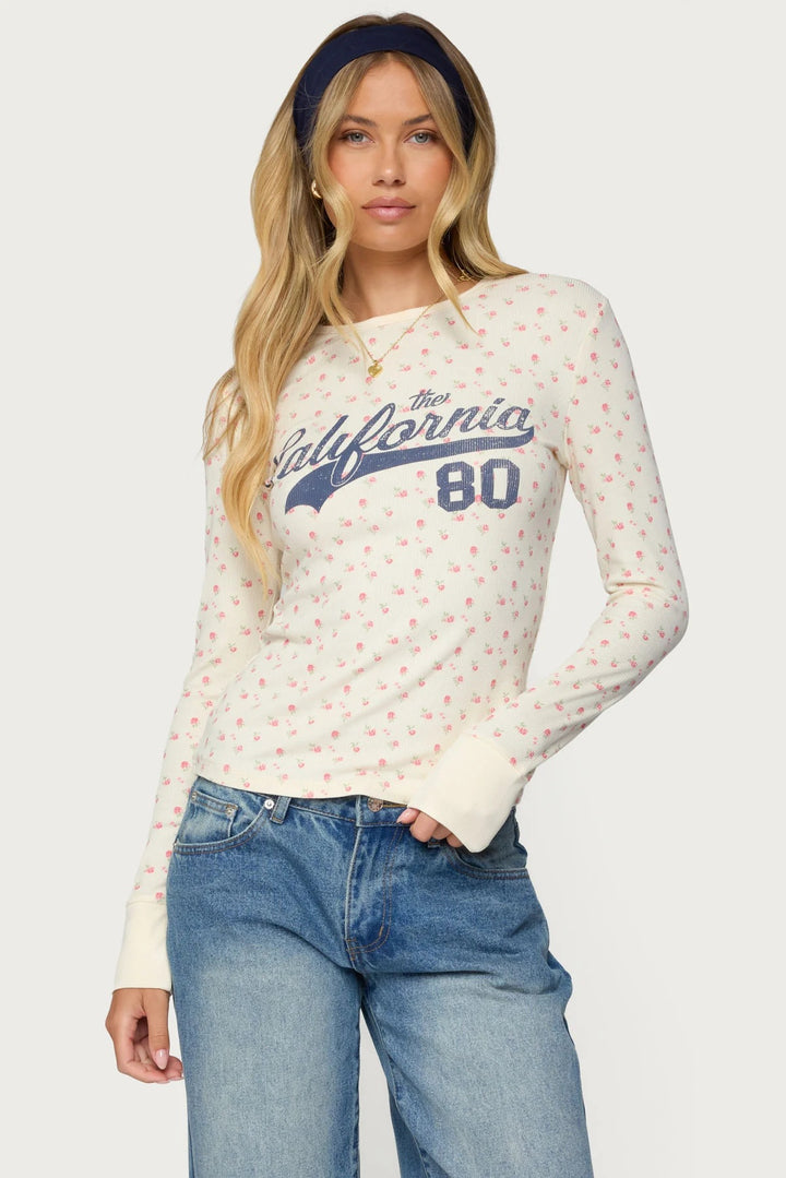 Damen Langarmshirt mit floralem Muster und sportlichem Print Echo Archiv