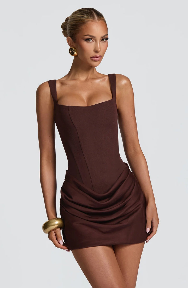 Damen Minikleid mit eleganter Drapierung und strukturierter Silhouette Echo Archiv