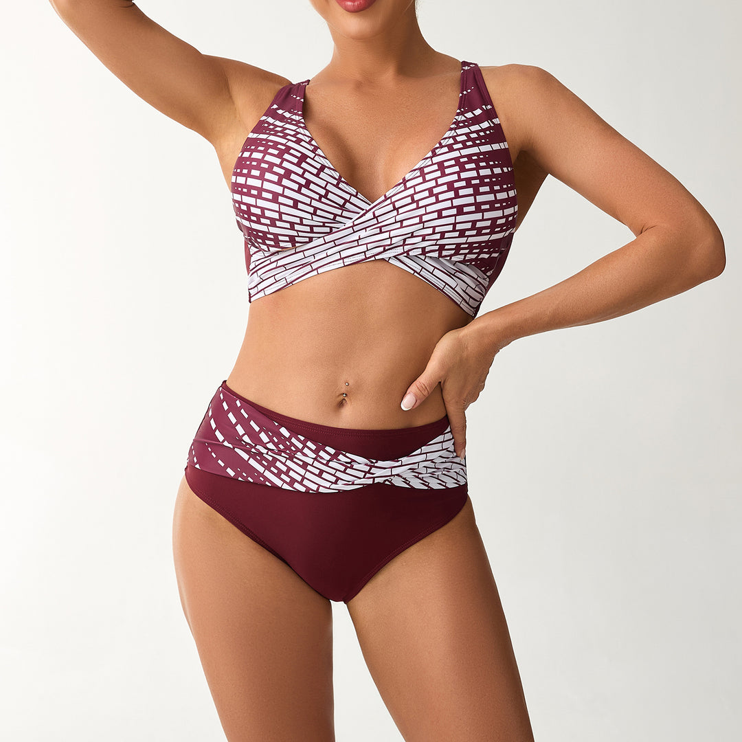 Damen Hochgeschnittener Sport-Bikini mit grafischem Muster Echo Archiv