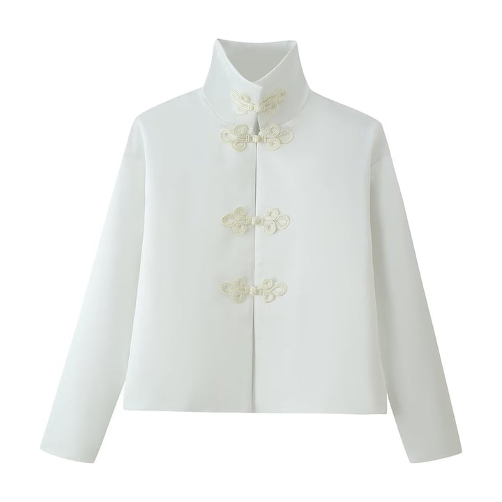 Damen Kurzer Blouson mit Stehkragen und dekorativen Knebelverschlüssen Echo Archiv