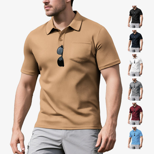 Herren Polohemd mit strukturiertem Design und praktischer Brusttasche Echoarchiv