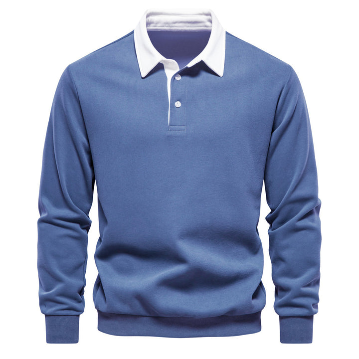 Herren nan elegantes Langarm-Poloshirt mit Kontrastkragen Echo Archiv