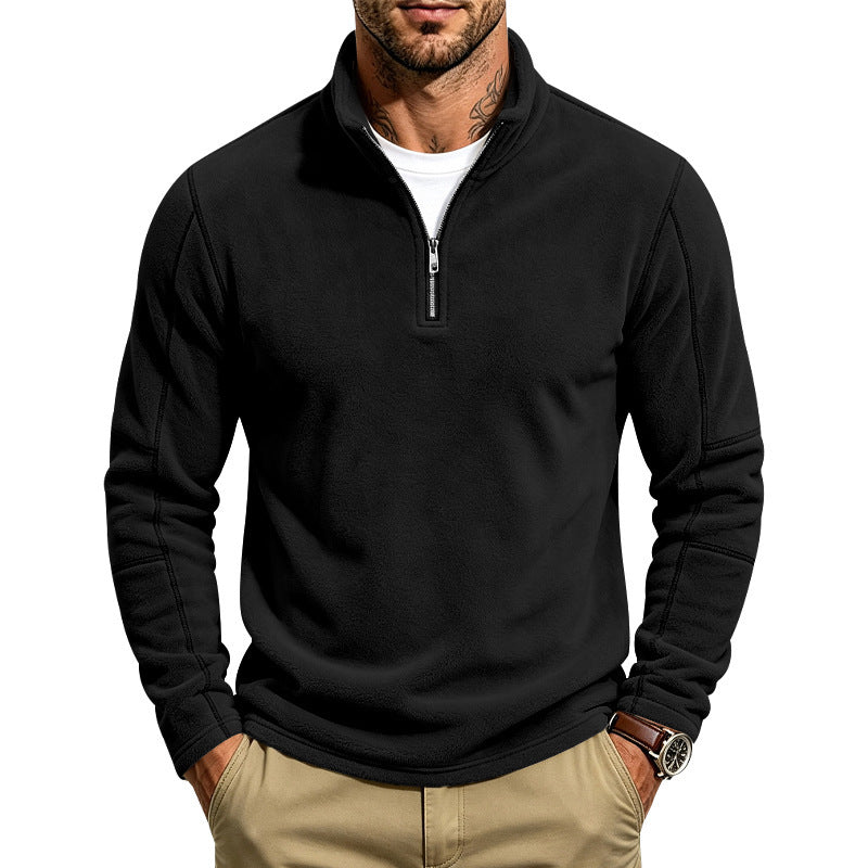 Herren Fleece-Pullover mit kurzem Reißverschluss und Stehkragen Echoarchiv