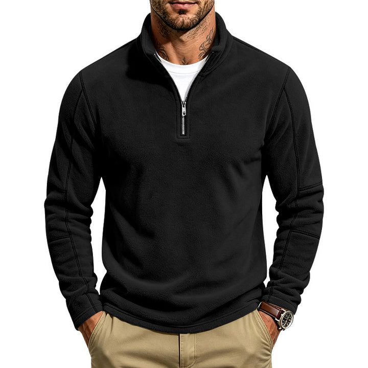 Herren Fleece-Pullover mit kurzem Reißverschluss und Stehkragen Echoarchiv