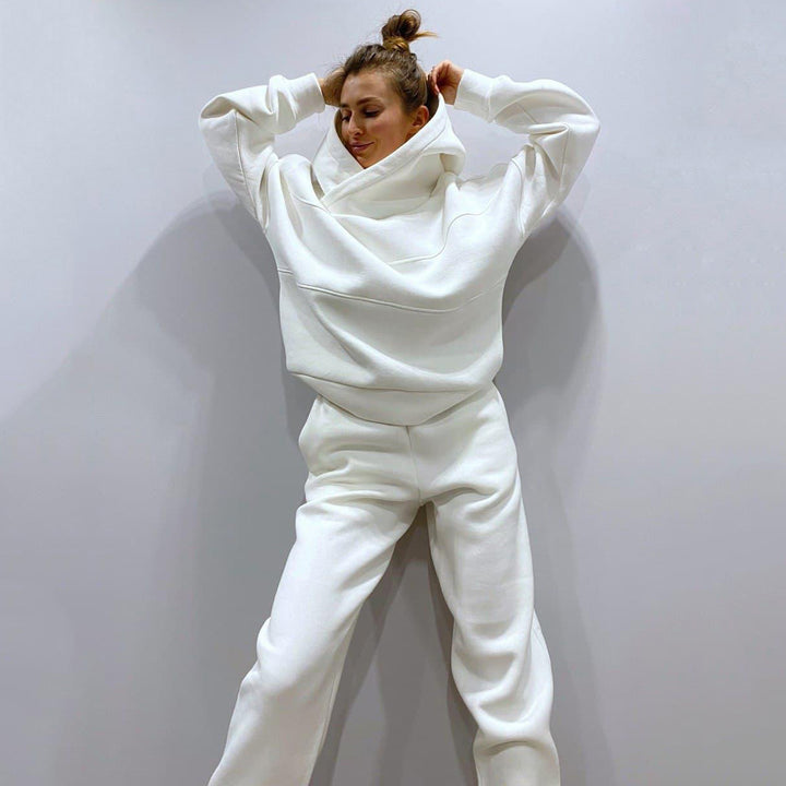 Damen Oversized Loungewear-Set aus schwerem French-Terry mit strukturierter Kapuze und Relax-Jogginghose – Auréline