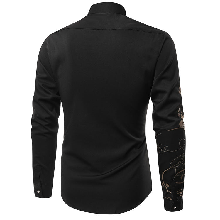 Herren Slim-Fit Hemd mit floralem Allover-Print, Langarm und Stretch-Baumwollmix Echo Archiv