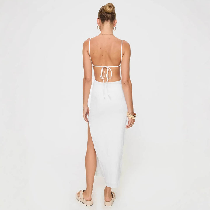 Damen Maxikleid mit schmalen Spaghettiträgern und figurumspielendem Schnitt Echo Archiv