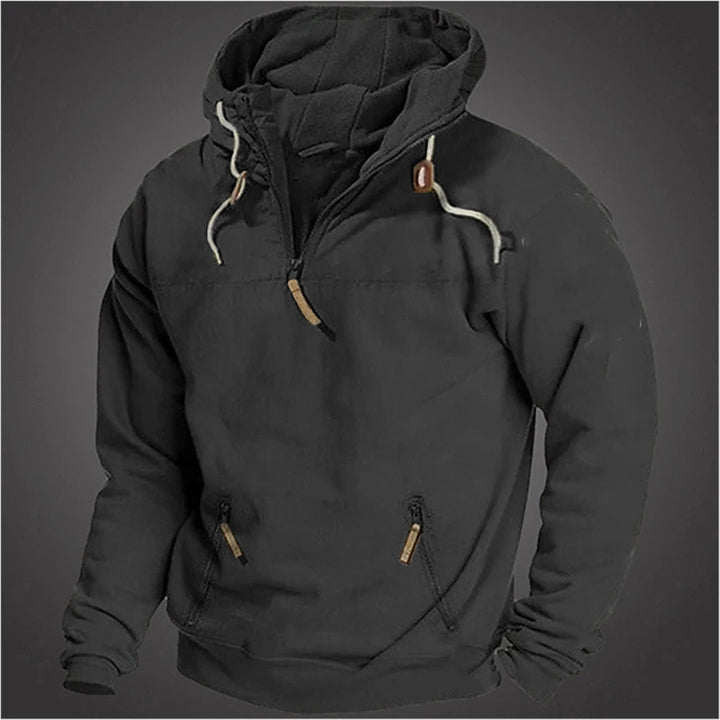 Herren lässiger Pullover mit halbem Reißverschluss und praktischen Kängurutaschen Echoarchiv