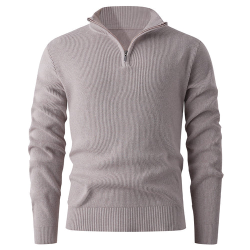 Herren nan Slim-Fit Halbzip-Strickpullover aus Merino-Baumwollmix mit verstärktem Stehkragen Echo Archiv