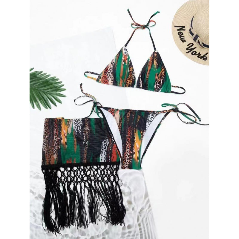 Damen Bikini-Set mit trendigem Fransenüberrock und verstellbaren Trägern Echo Archiv