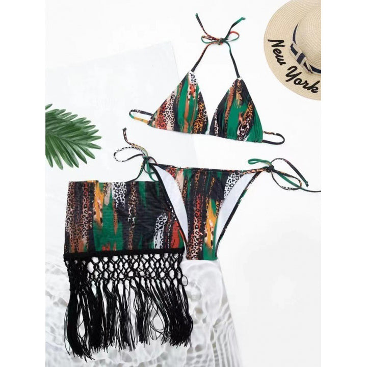 Damen Bikini-Set mit trendigem Fransenüberrock und verstellbaren Trägern Echo Archiv