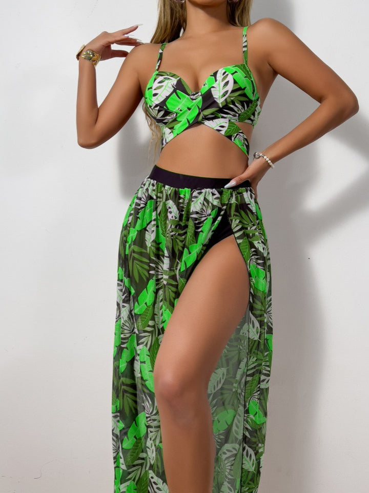 Damen Bikini-Set mit extravagantem Cut-Out und floralem Rock Echo Archiv
