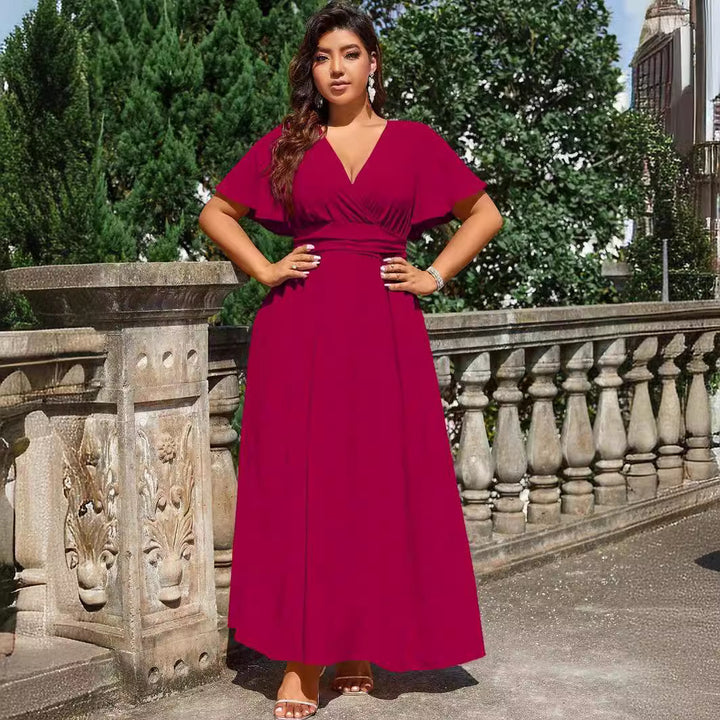 Damen Maxikleid mit tiefem V-Ausschnitt und tailliertem Schnitt Echo Archiv
