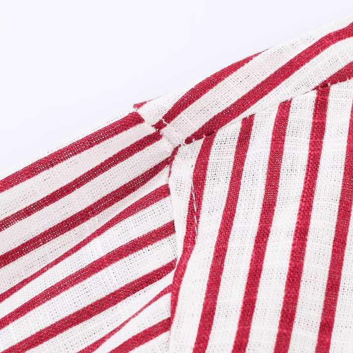 Damen gestreifte Bluse mit voluminösen Ärmeln und praktischen Taschen Echo Archiv