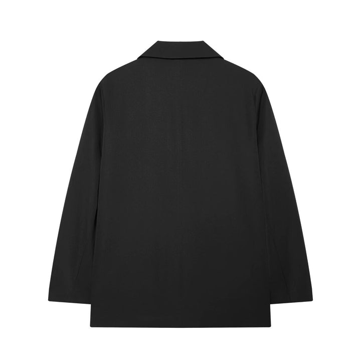 Damen Doppelreihiger Boxy-Blazer aus Webstoff mit fallendem Revers und Pattentaschen Echoarchiv