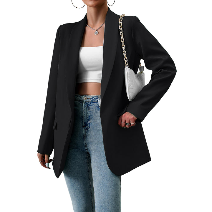 Damen langer Oversize-Blazer mit schmaler Reverslinie und soften Schulterpolstern – Célinea