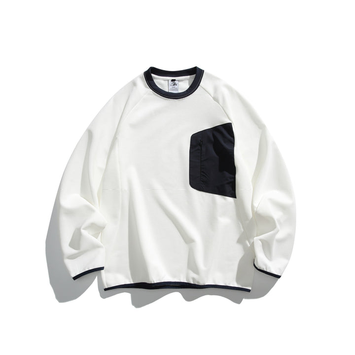 Unisex Boxy‑Sweatshirt mit technischer Rippsstruktur, aufgesetzter Reißverschluss‑Brusttasche und geripptem Saum Echoarchiv
