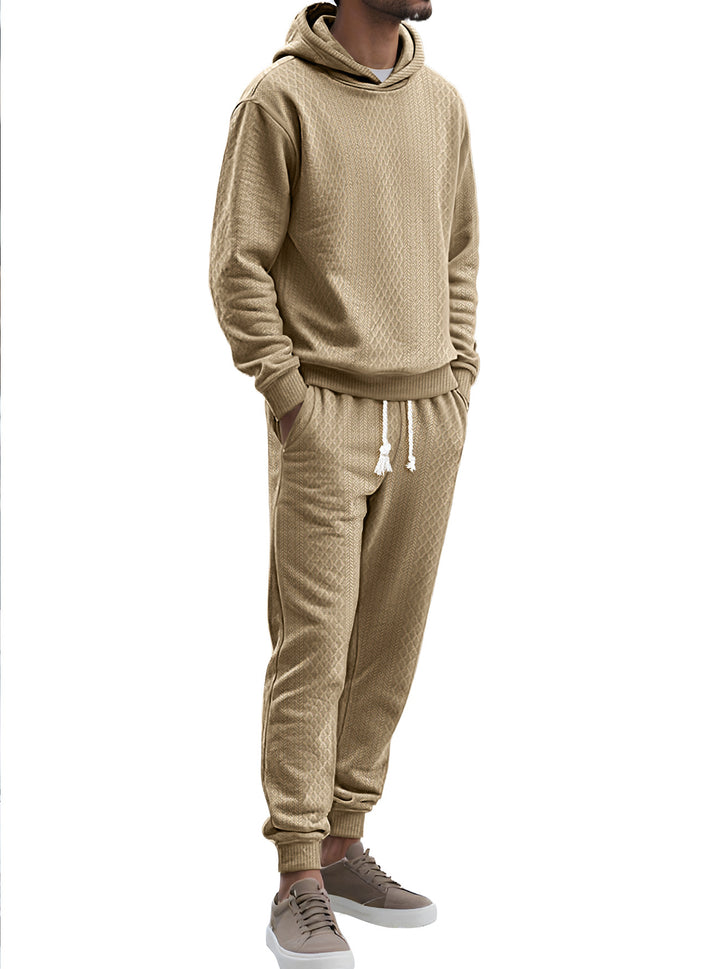 Herren Strukturierter Lounge-Set mit Kapuzenpullover und Jogginghose Echoarchiv