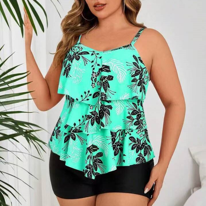 Damen Tankini-Oberteil mit modernem Rüschendesign und elastischem Schnitt Echo Archiv