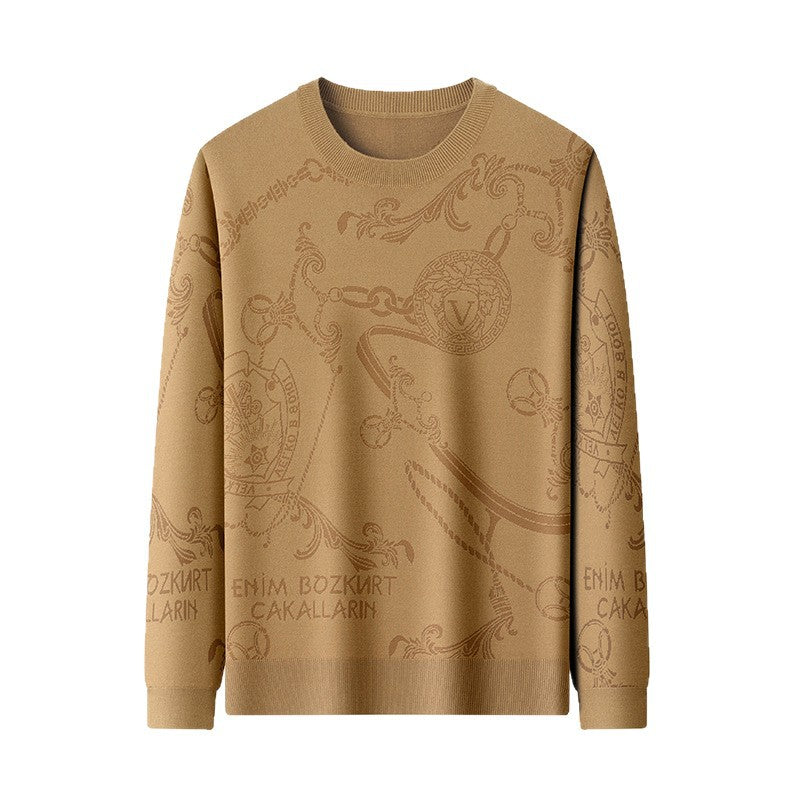 Herren hochwertiger Strickpullover mit 3D-Logo-Dessin Echoarchiv
