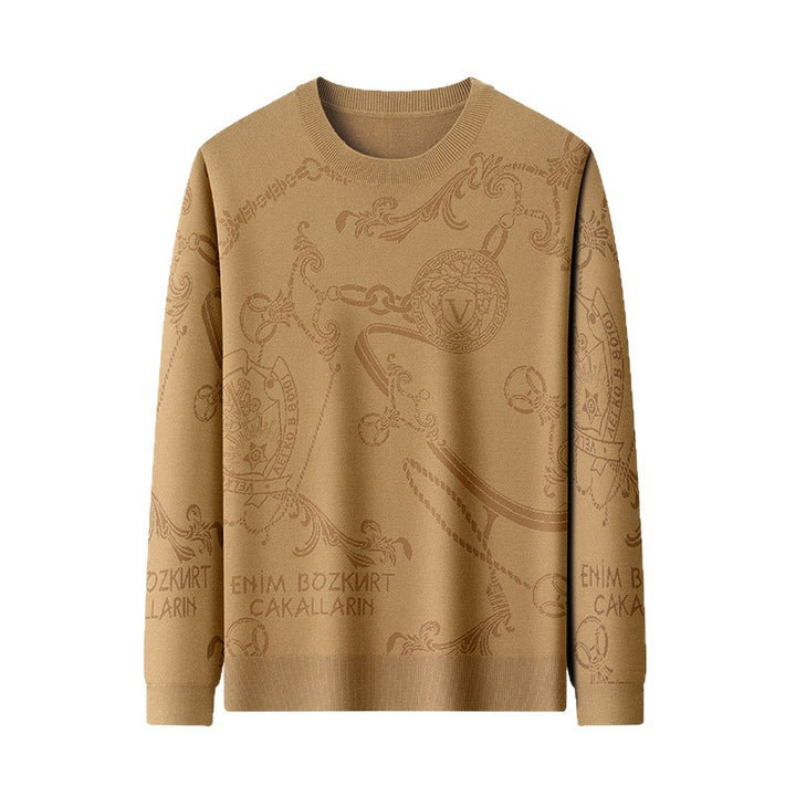 Herren hochwertiger Strickpullover mit 3D-Logo-Dessin Echoarchiv