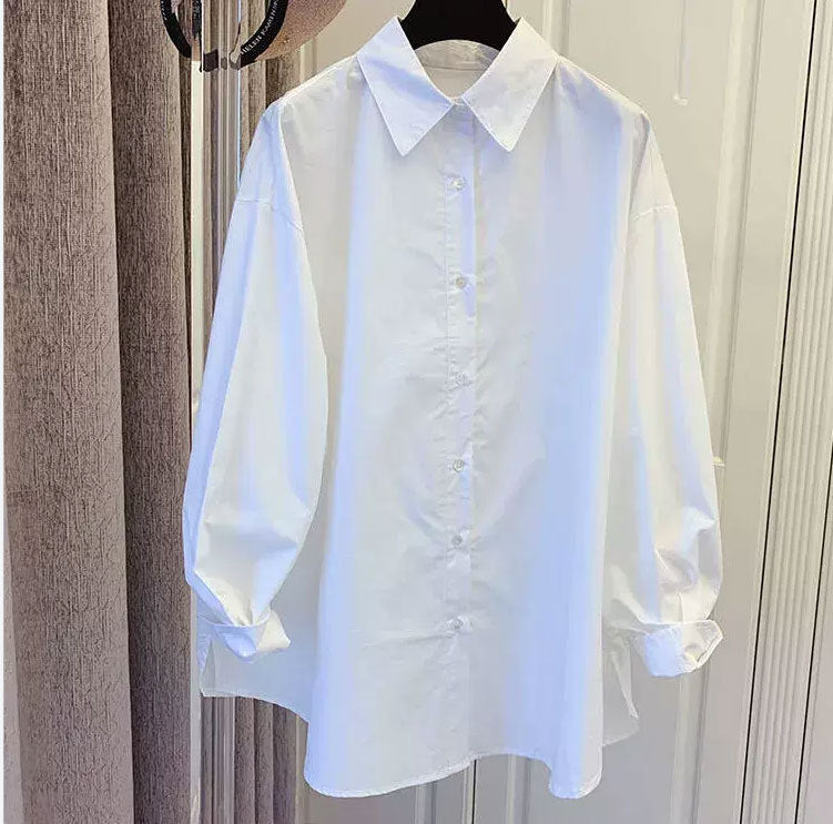 Damen Lässige Baumwollbluse mit Puffärmeln Echoarchiv