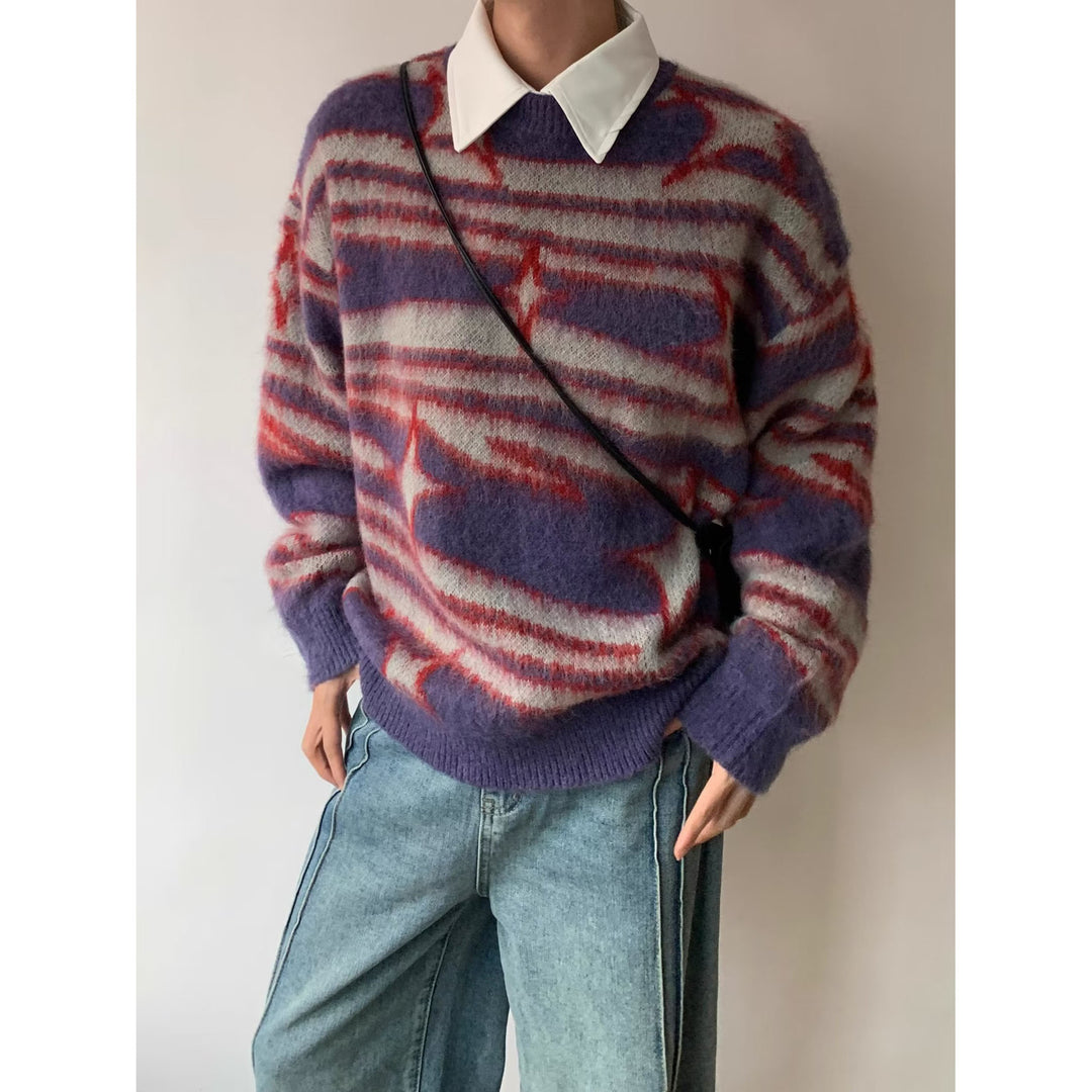 Damen Modischer Grobstrickpullover mit grafischem Muster Echoarchiv
