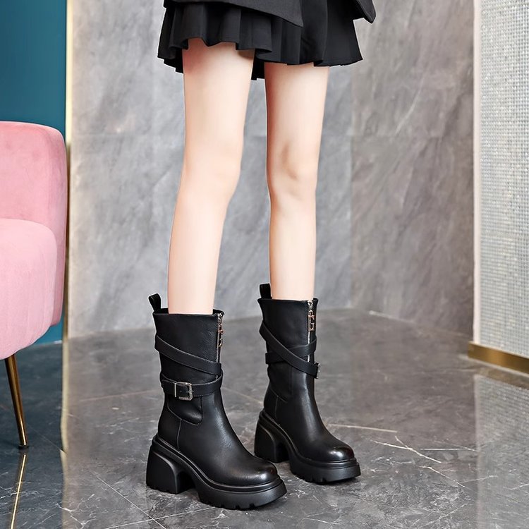 Damen Modische Stiefeletten mit Schnalle Echo Archiv