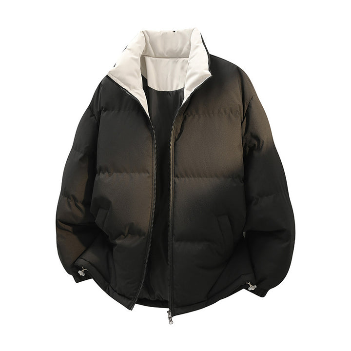 Unisex Oversize-Steppjacke mit hohem Kragen, zweifarbiger Innenfütterung & verstellbarem Saum Echoarchiv