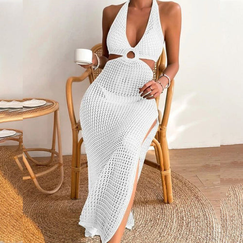Damen elegantes Häkelkleid mit tiefem Ausschnitt Echo Archiv