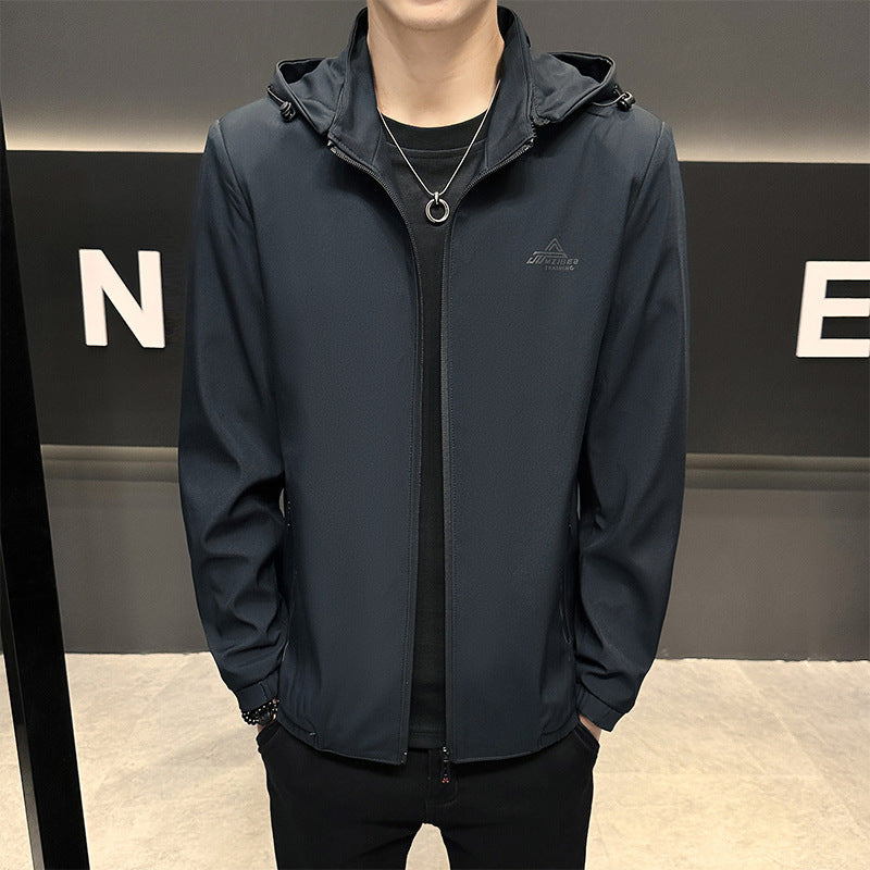 Herren leichte Funktionsjacke mit verstellbarer Kapuze Echoarchiv