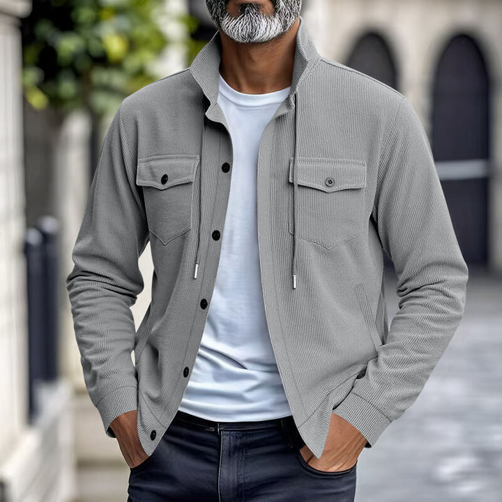 Herren gestreifte Utility-Jacke mit hochschließendem Kragen Echoarchiv