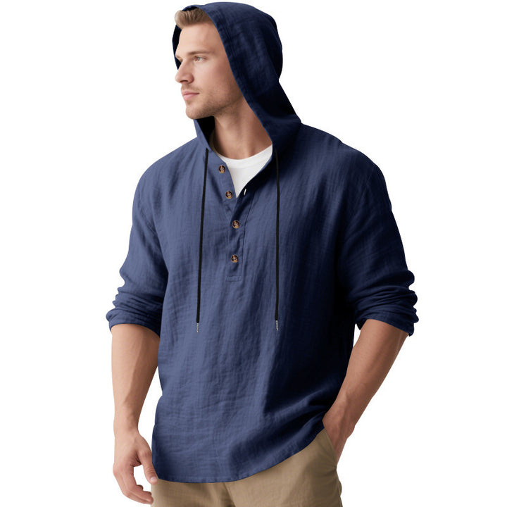 Herren Kapuzenshirt mit Knopfleiste und lässigem Schnitt Echoarchiv