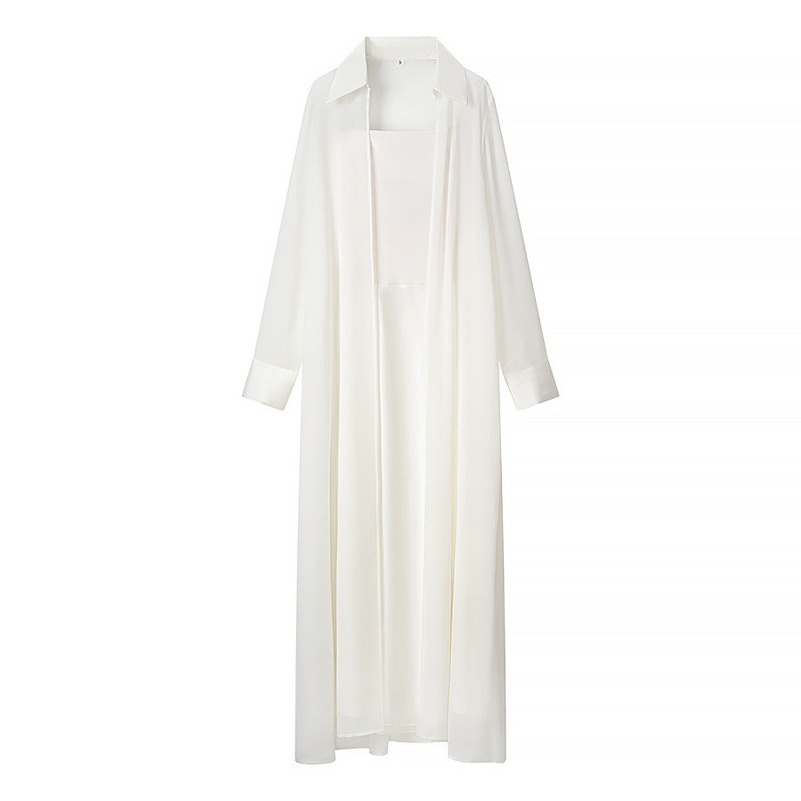 Damen Langer Chiffon-Überwurfmantel mit integriertem Cami-Kleid Echo Archiv