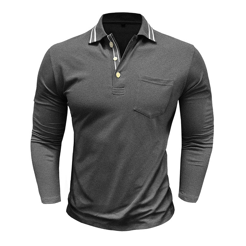 Herren elegantes Langarm Polo-Shirt mit modischem Kragen Echoarchiv