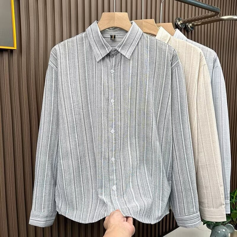 Herren Elegant gestreiftes Langarmhemd Echo Archiv