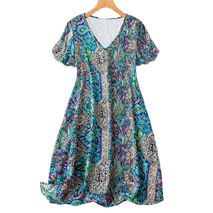 Damen Maxikleid mit V-Ausschnitt und buntem Paisleymuster Echo Archiv