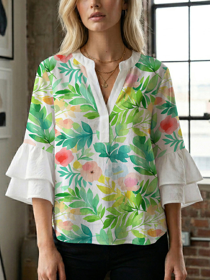 Damen Bluse mit voluminösen Ärmeln und floralem Design Echo Archiv