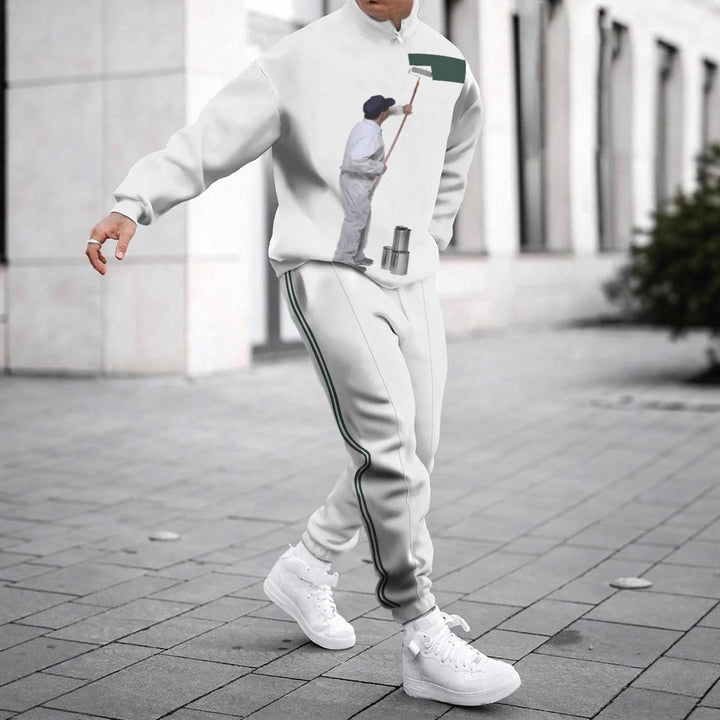 Herren Sportliches Sweatshirt mit modernem Zipper und grafischem Muster Echoarchiv